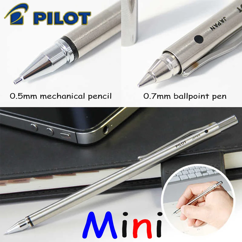 

1PC Japan Pilot Mini Ballpoint Pen 0.7mm Mechanical Pencil 0.5mm Easy To Carry Metal Pen Holder School Supplies Stationery