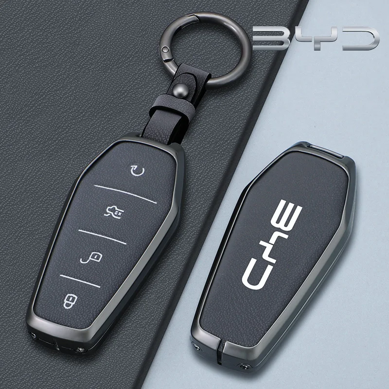 

For BYD Qin Plusdmi Atto 3 Han EV Dolphin Accessories New Metal Car Remote Key Case Fob Protection Cover Protection Shell