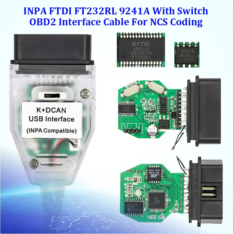For BMW K CAN USB Cable with Switch INPA FT232RL Ediabas K Dcan K Line USB OBD2 Diagnostic Scanner Work with NCS Expert Tool32