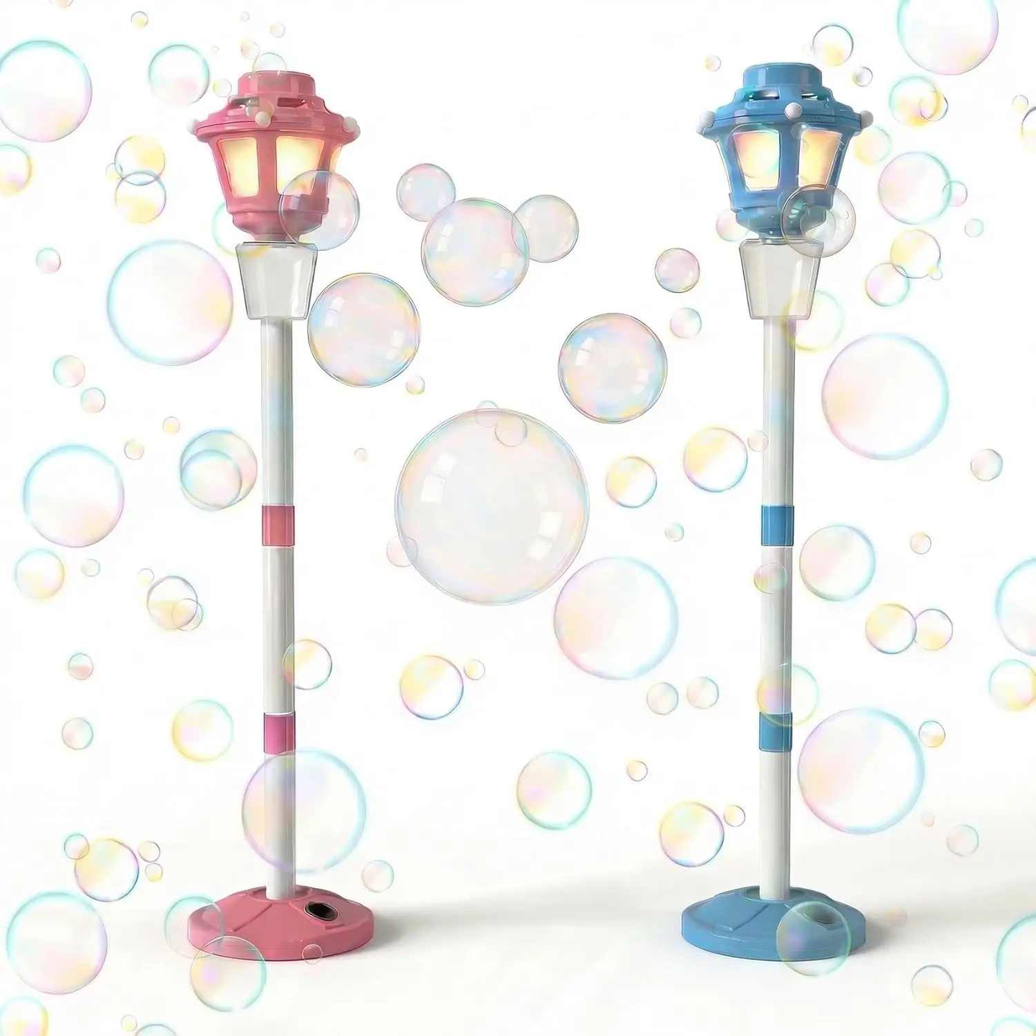 2-Pack Rechargeable Bubble Machine for Kids with Lights & Music, Outdoor Party Toy for Weddings Birthdays