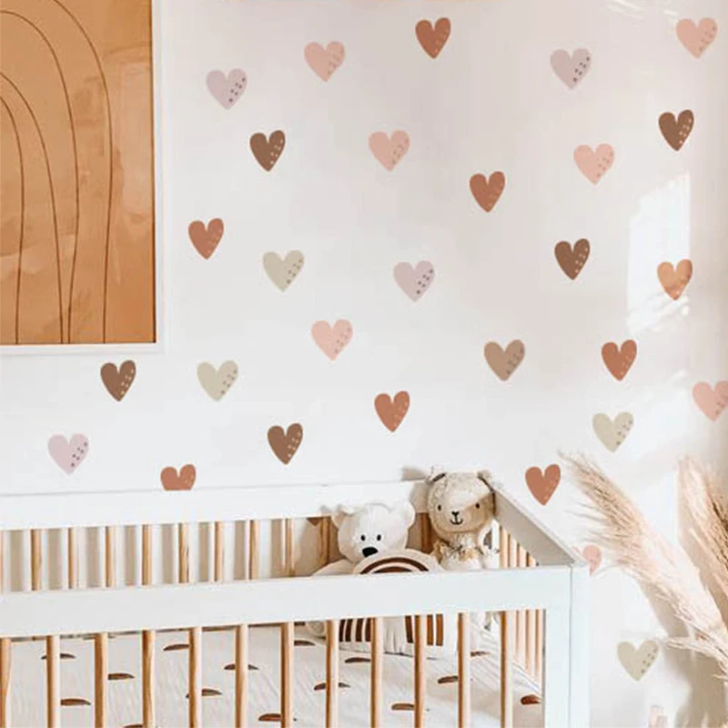 Boho Hearts Wall Decals Rainbow Waterproof Wall Stickers Nursery Children Kids Baby's Room Boy Girls Bedroom Home Decor