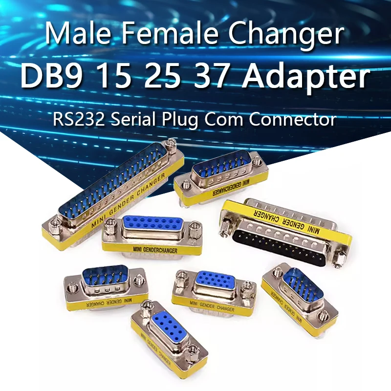 DB9 15 25 37 9Pin Male to Female/Male to Male/Female to Female/ Mini Gender Changer Adapter RS232 Serial plug Com Connector