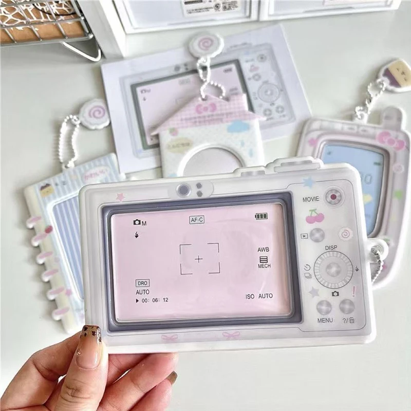 Portable Idol Card Holder Cute Camera Phone Photocard Holder Keychain Ins Idol Photo Card Protector Photo Sleeves Bus Card Case