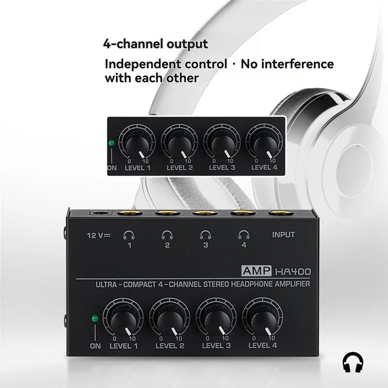 

B04B-мини-стереоусилитель для наушников, 4-канальный сверхкомпактный аудиоконвертер HA400 с разъемом от 6,5 мм до 3,5 мм в комплекте, вилка европейского стандарта