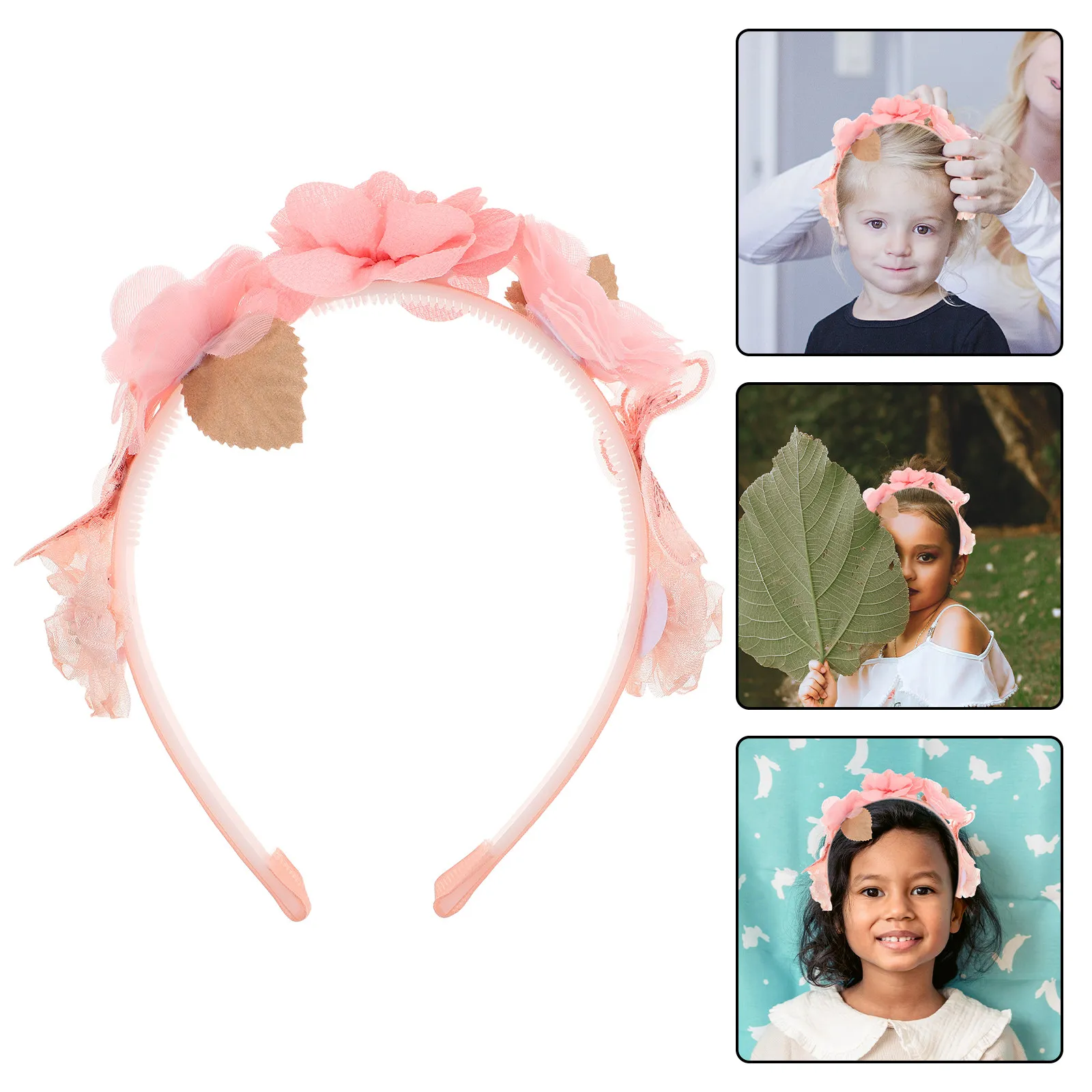Floral Headband for Little Girls Toddler Baby Infant Flower Hair Accessory Realistic Design Comfortable Soft Gentle Skin Daily