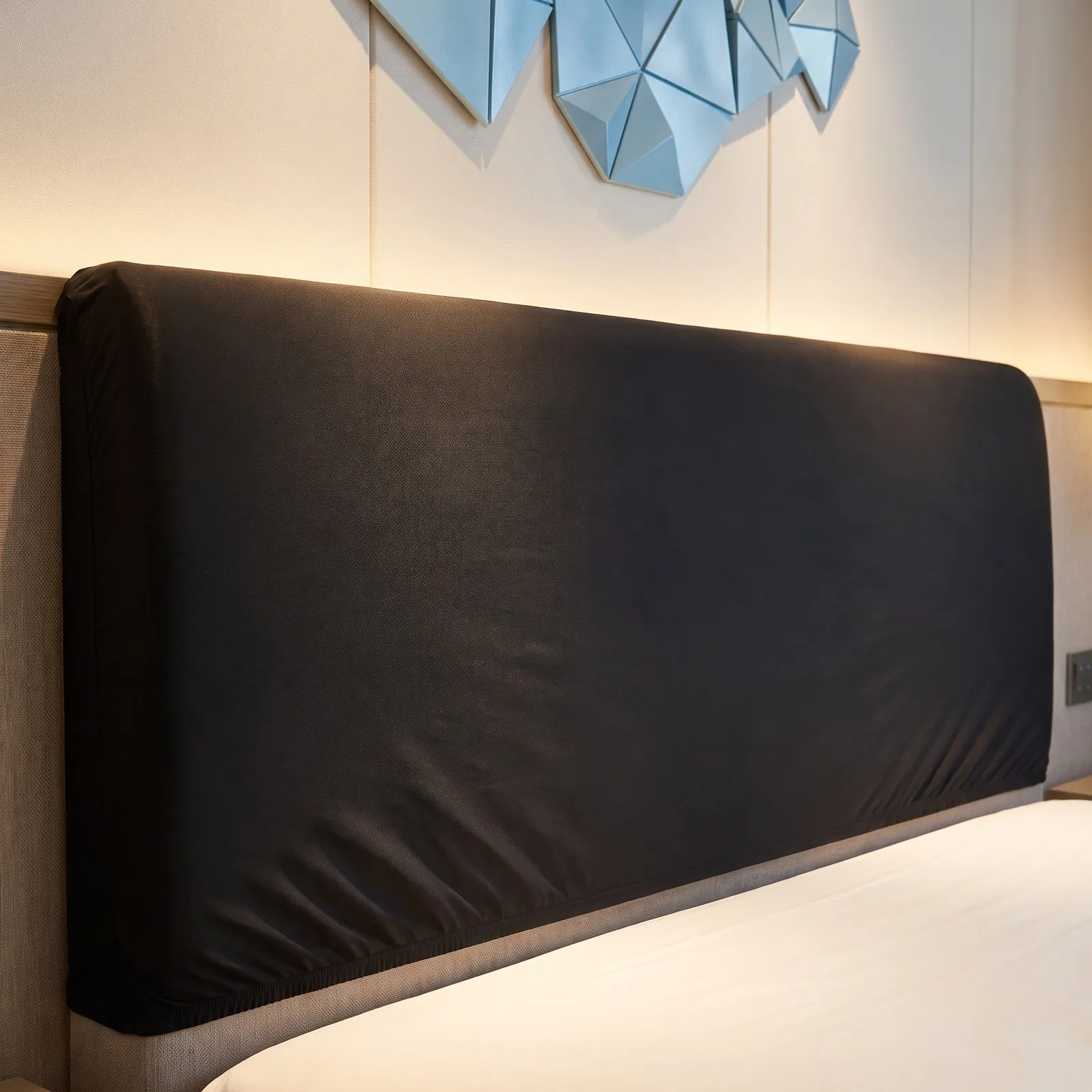 Stretch Headboard Cover Soft Elastic Protector for Bedroom Modern Decor Washable Slipcover for King Queen Double Beds Black