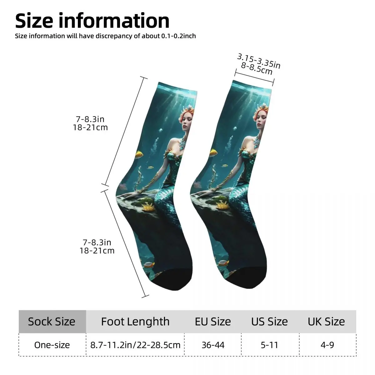 Mysterious Mermaid Under The Water Socks Harajuku Super Soft Stockings All Season Long Socks for Man Woman Valentine's Day Gifts