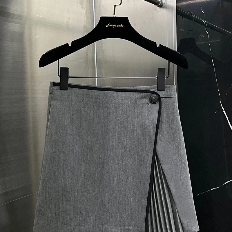 

Early Autumn 2024 ay A-Line Skirt High Waist Pleated Commuter Friendly Women's Faion Polyester Fiber Skirts