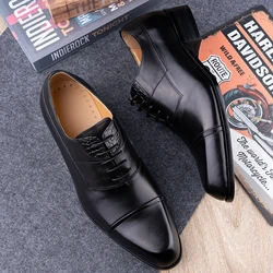 Men's Dress Shoes Leather Mens Formal Business Office New Style Pure Handmade Oxfords Lace-up Pointed High Quality Classic Shoes