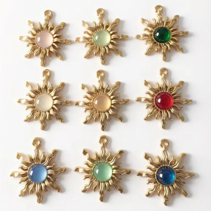 SKYE CIEL 10pcs Luxury Crystal Charms Sun Pendant Neck Keychain DIY Jewelry Findings Handmade Jewelry Making Supplies