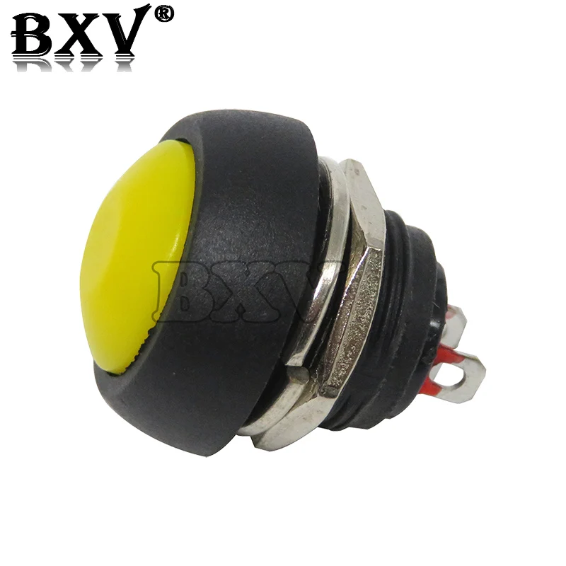6PCS Mini 12mm Waterproof Momentary On/off Push Button Round Switch Pbs-33b Kit White Black Red Yellow Blue Green