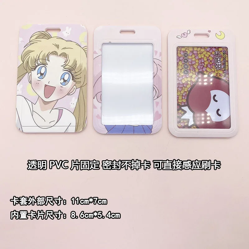 1pc Anime Cartoon Girls studenci Bus Pass etui ochronne na karty do szkolnego biura brelok nazwa zdjęcie odznaka etui na dowód osobisty ze smyczą