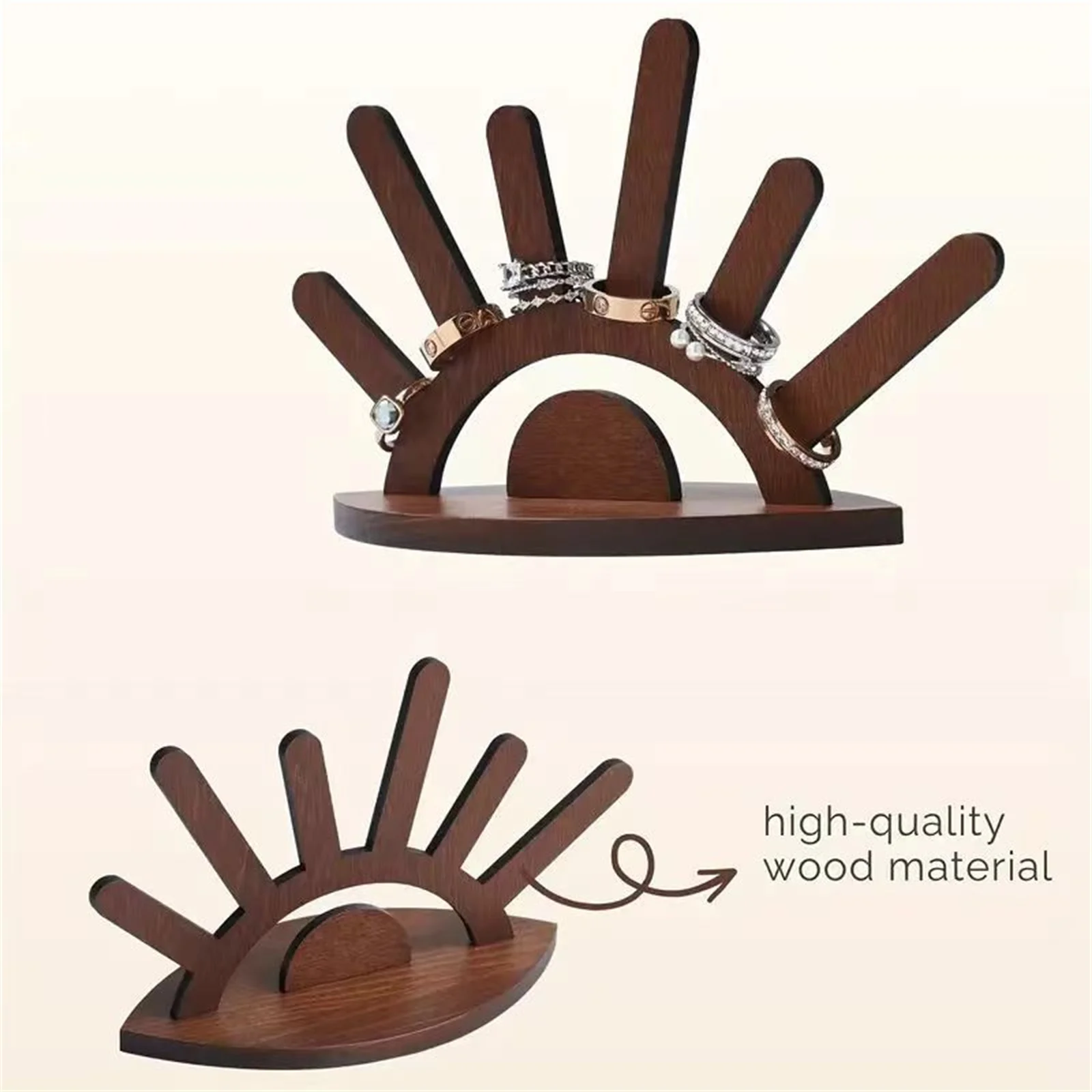 

Creative Wooden Jewelry Display Stand Rings Holder Handcrafted Organizer for Necklaces Earrings Home Decor Gift
