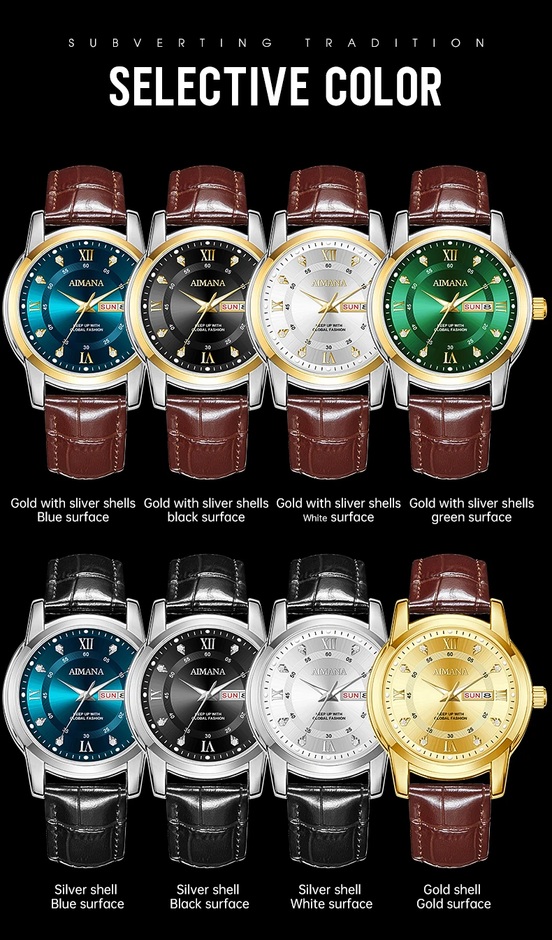 Jam Tangan Tali Kulit Elegan untuk Pria dan Wanita Jam Tangan Bergaya untuk Pakaian Kasual dan Formal