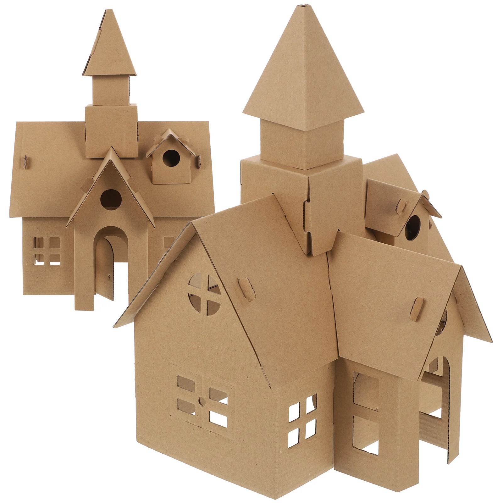 

2pcs Paper Building Assemble Kit Diy Unfinished Castle For Kids Educational Science Projects Puzzles Set Handicrafts