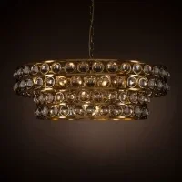 Iluminação Simig-Lustre LED Loft Vintage, Lâmpada pingente de cristal elegante, cor dourada, luxo