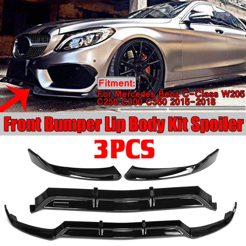 車のフロントバンパーリップスポイラー,ボディキット,メルセデスベンツcクラスw205,c250,c300,c350,2015-2018用スプリッター,あご