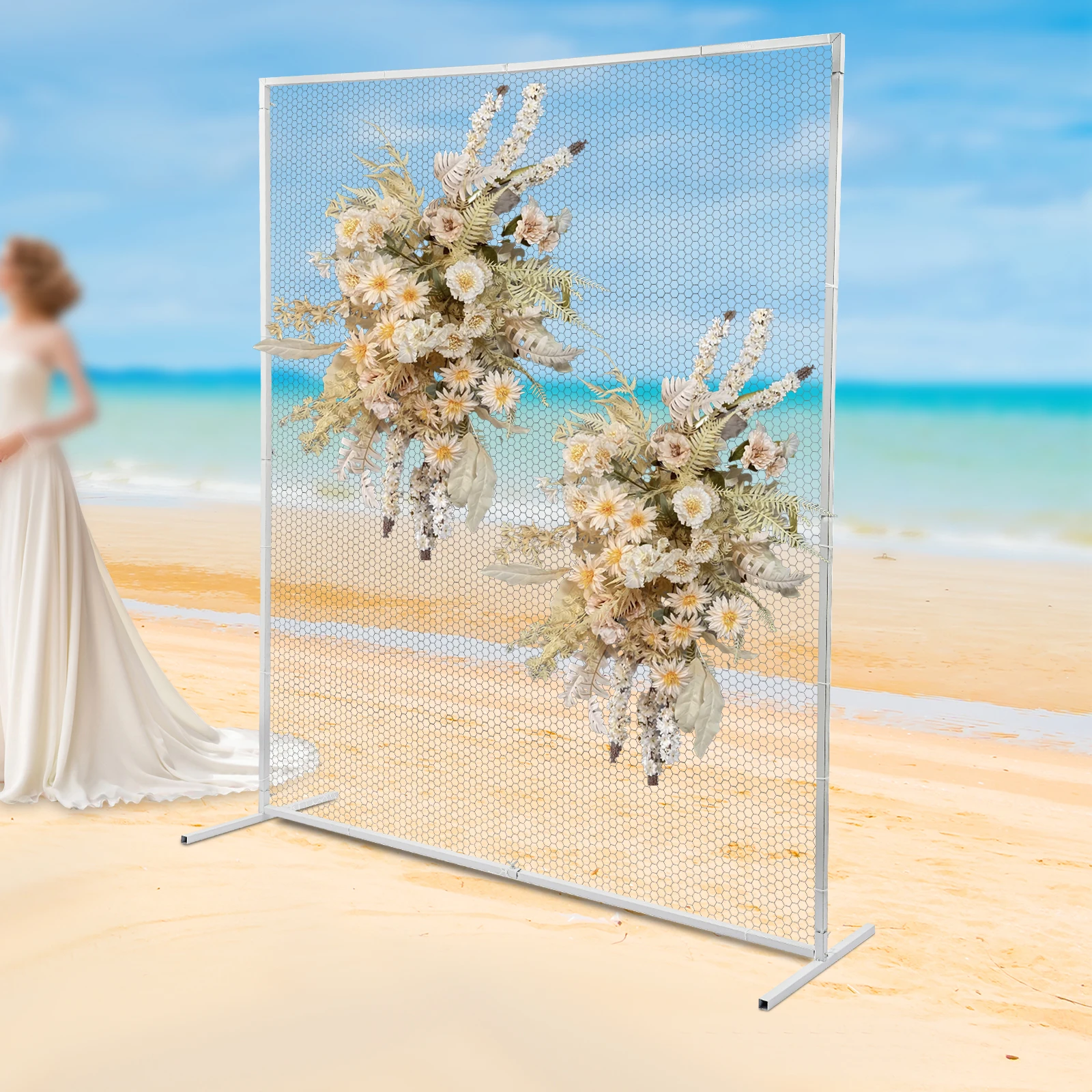 

Mesh Metal Rectangular Wedding Backdrop Stand 6.6x5.2FT (2x1.6M), Sturdy for Wedding Ceremony, Anniversary, Party