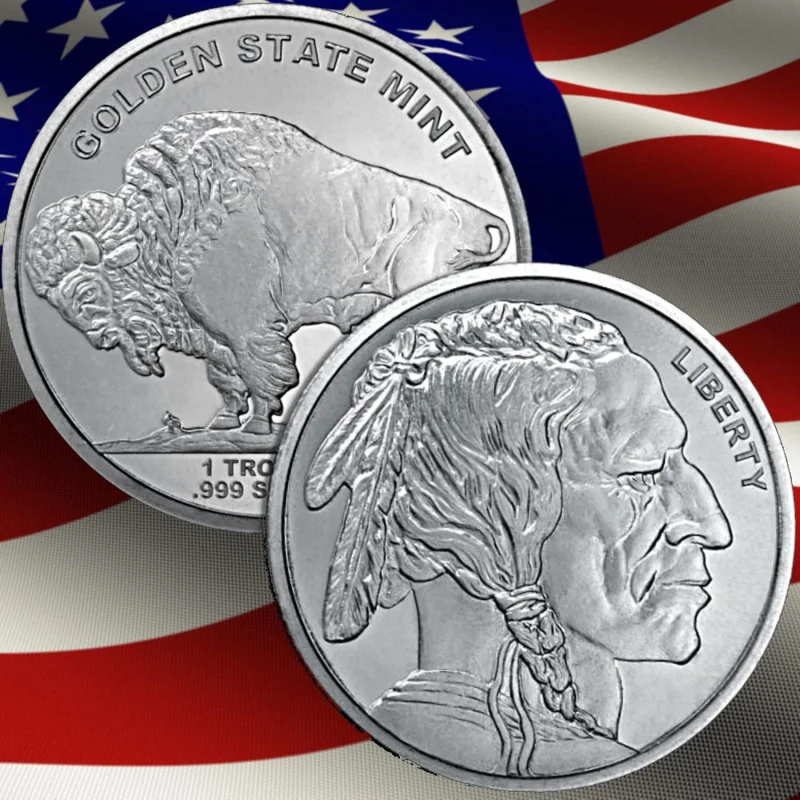 

1 Troy Oz .999 Fine Silver Commemorative Coin - Buffalo Design Made in USA + Free Protective Capsule