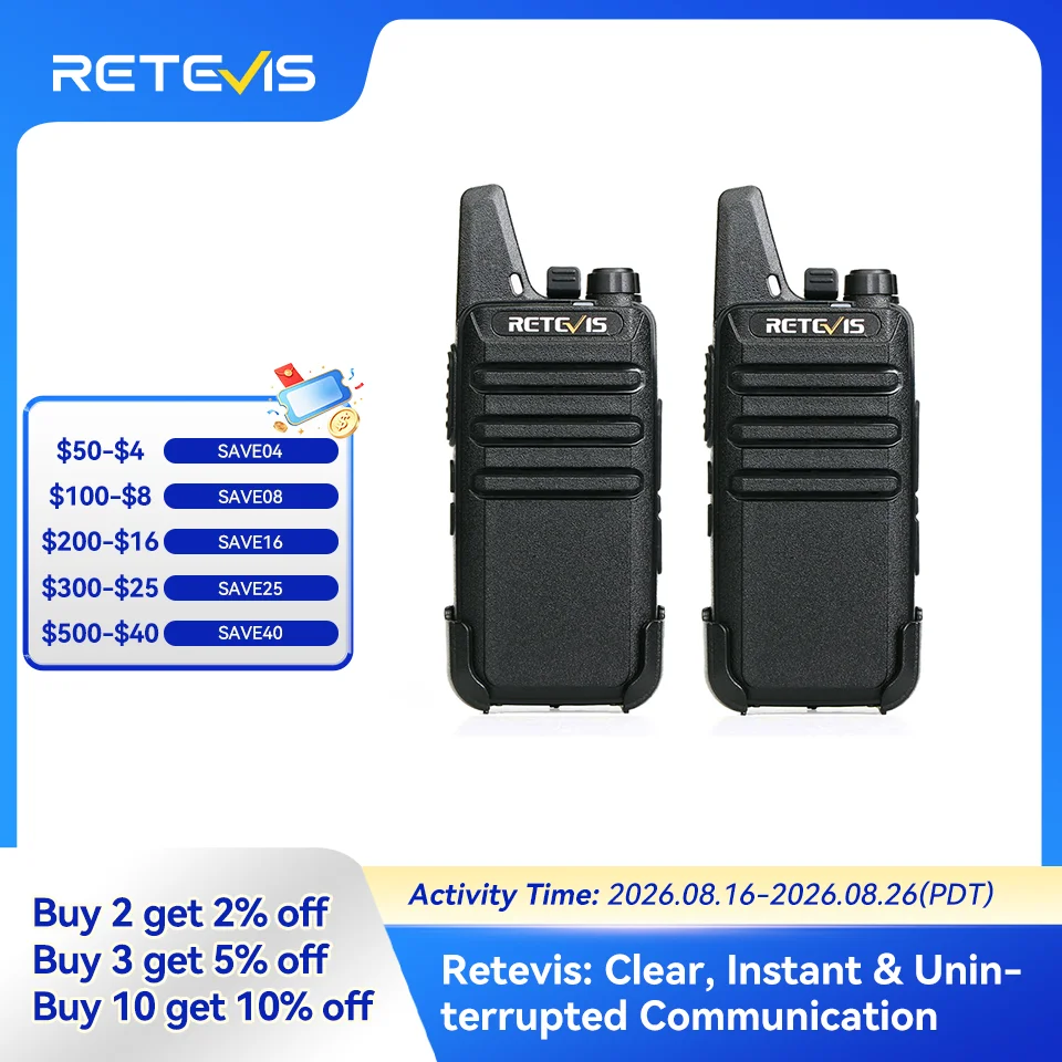 retevis-rt622-ミニトランシーバー-2個セット-pmr446-ポータブル双方向無線-pttトランシーバー-レストラン・ホテル用通信無線機
