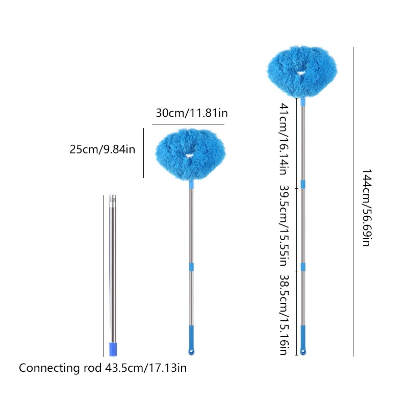 Long Duster Telescoping Extension Pole ทําความสะอาดผ้าม่านเฟอร์นิเจอร์เพดานสูงพัดลมทําความสะอาดไมโครไฟเบอร์ Duster