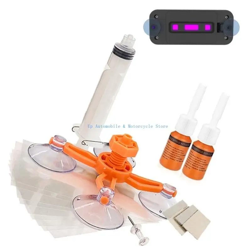 طقم تصليح رقاقة الزجاج الأمامي العالمي 270E لإصلاح أضرار الزجاج بكفاءة نماذج السيارات المختلفة مع تعليمات شاملة