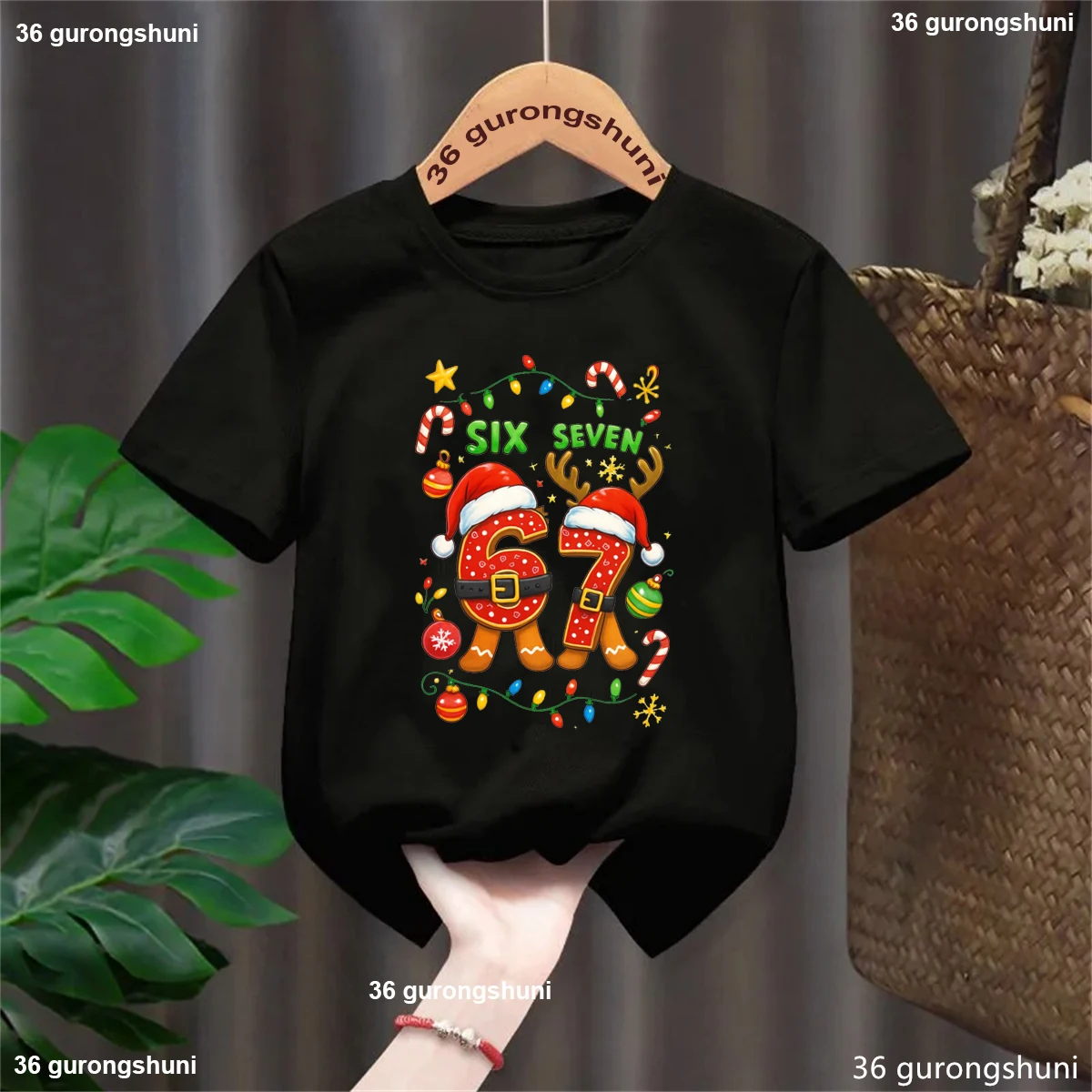 

Santa Says 67 Meme Graphic Printed T Shirt Girls/Boys Christmas Gift Kids Clothes Short Sleeve Casual T-Shirt Solid Tshirt