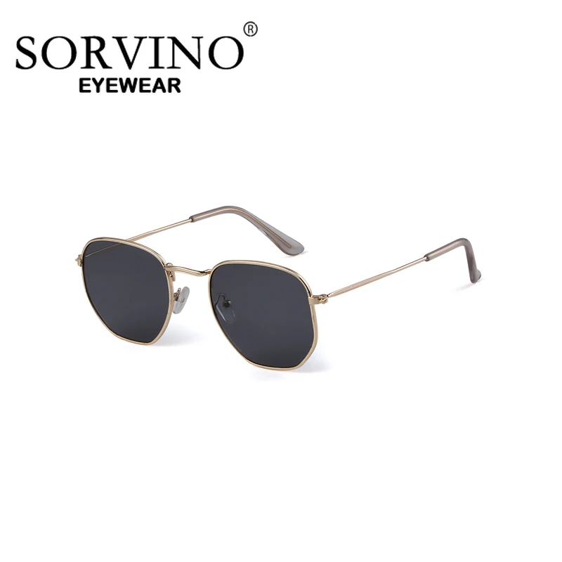 SORVINO Hexagon Sunglasses Men Brand Designer Small Square Sunglases Metal Frame Driving Fishing Glasses Lentes De Sol UV400