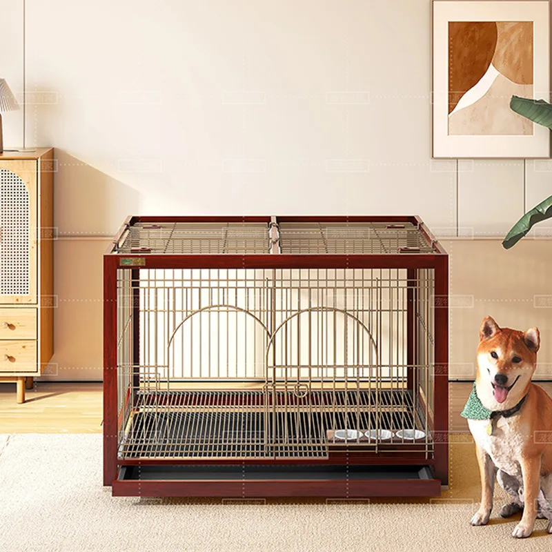 

Yitongju new solid wood dog cage indoor luxury dog villa large, medium and small Shiba Inu Corgi pet kennel cage