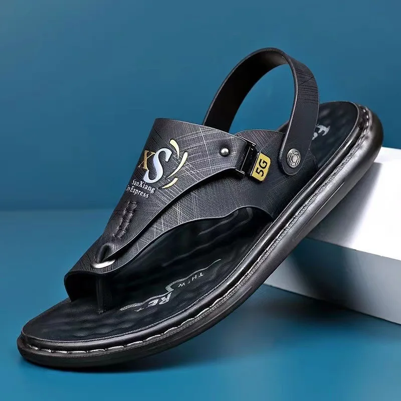 2025Year Cross-border Shopee Summer Men's Soft Sole Solid Color Non-slip Fashion Versatile Breathable Men's Beach Shoes