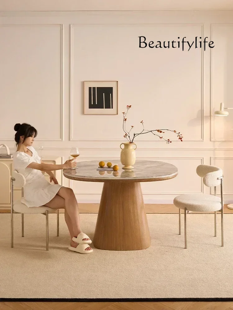 N طاولة طعام رخامية طاولة طعام منزلية حديثة وبسيطة من حجر الكريستال الفائق طاولة مستديرة إيطالية ثمانية طاولة خالدة