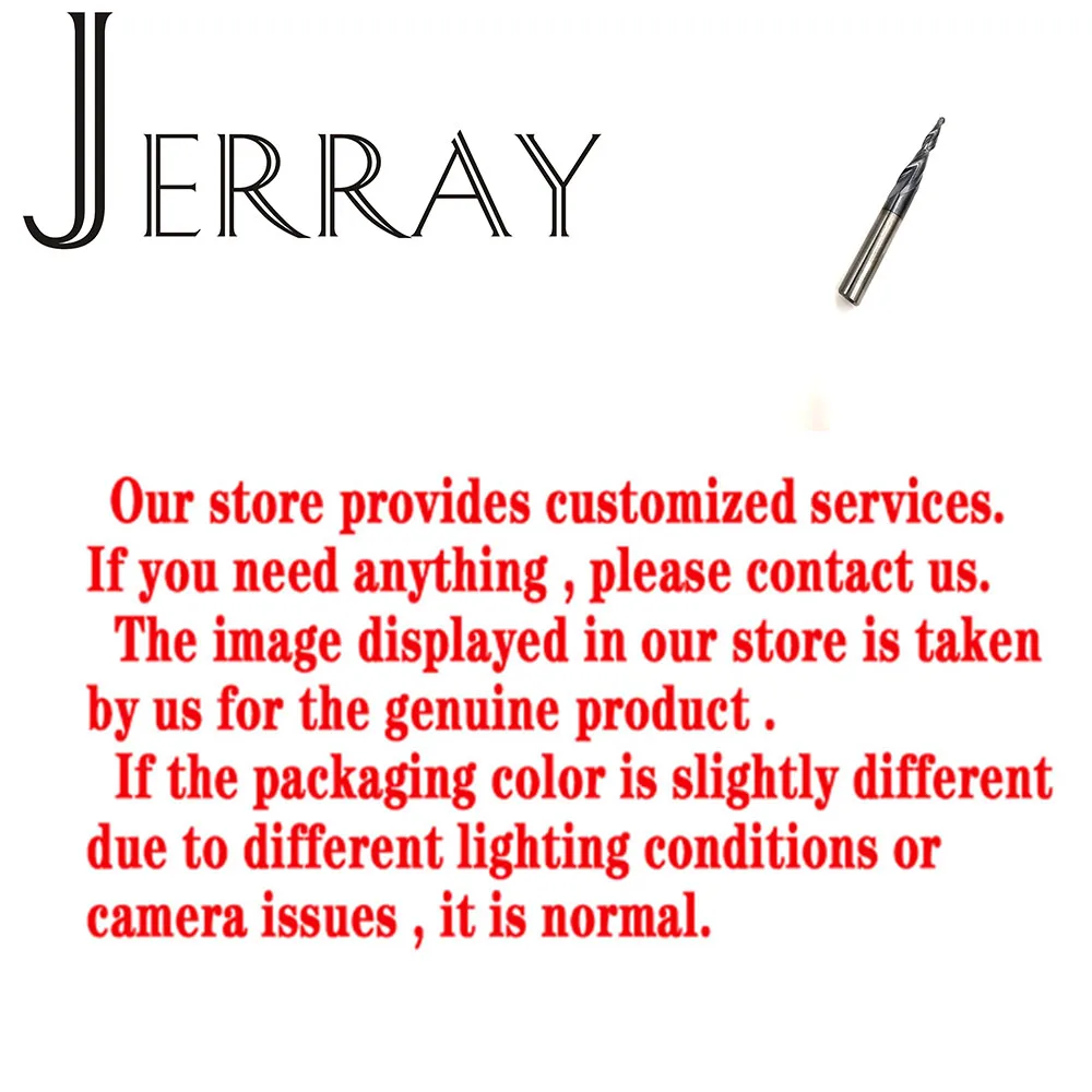 JERRAY D3.175 4 6 8mm batang HRC55 2F Tungsten karbida padat meruncing bola hidung pabrik kerucut CNC penggilingan pemotong alat