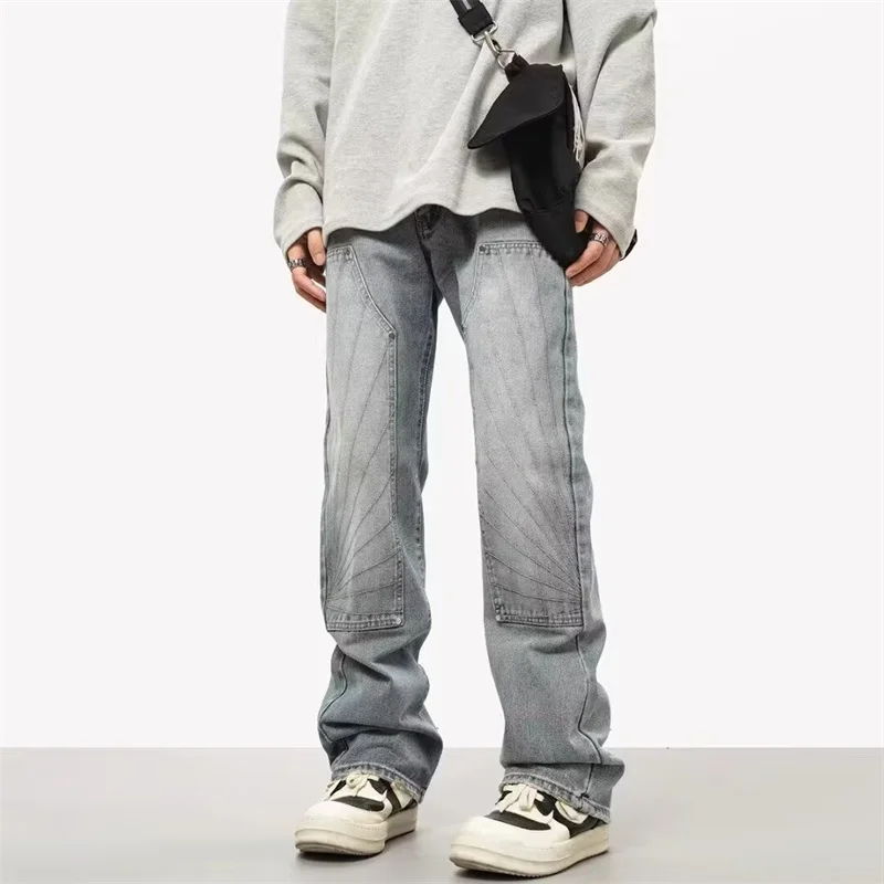 Y2K Vintage Baggy Cargo Jeans For Men High Street Distressed Denim Pantalones Hombre Harajuku Aesthetic Casual Straight-leg Jean