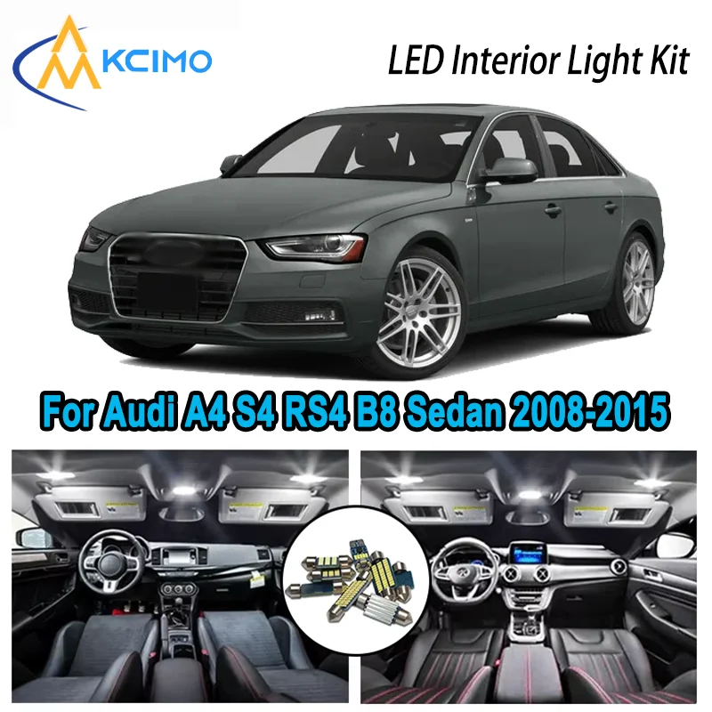 

Premium Bright LED Interior Light Kit for Audi A4 S4 RS4 B8 Sedan 2008-2015 2009 Dome Map Trunk Car Lamps with Canbus No Error