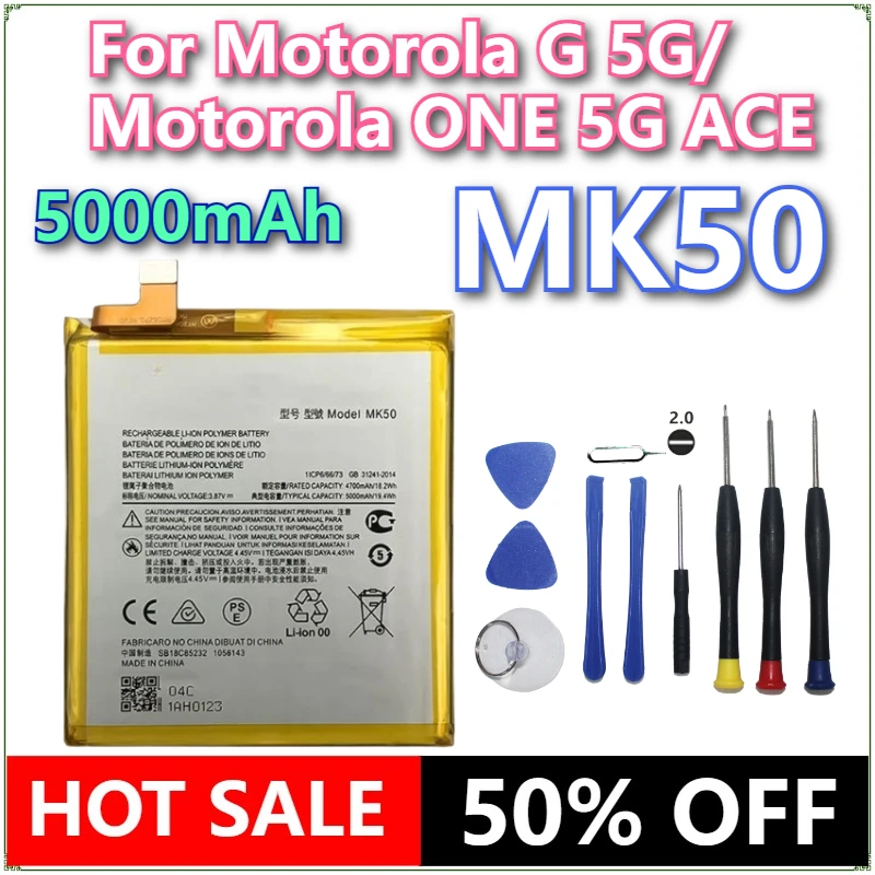 

Brand New High Quality MK50 5000mAh Battery For Motorola G 5G/ Motorola ONE 5G ACE Phone Batteries + Tools