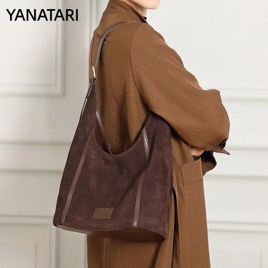 YANATARI en cuir véritable grande capacité minimaliste sac fourre-tout femmes couche supérieure en p