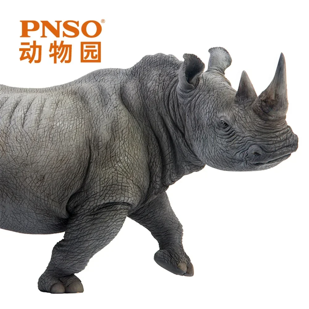 PNSO White Rhinoceros Model Rhinocerotidae Animal Figure Desktop Decoration Collector Toy Gift