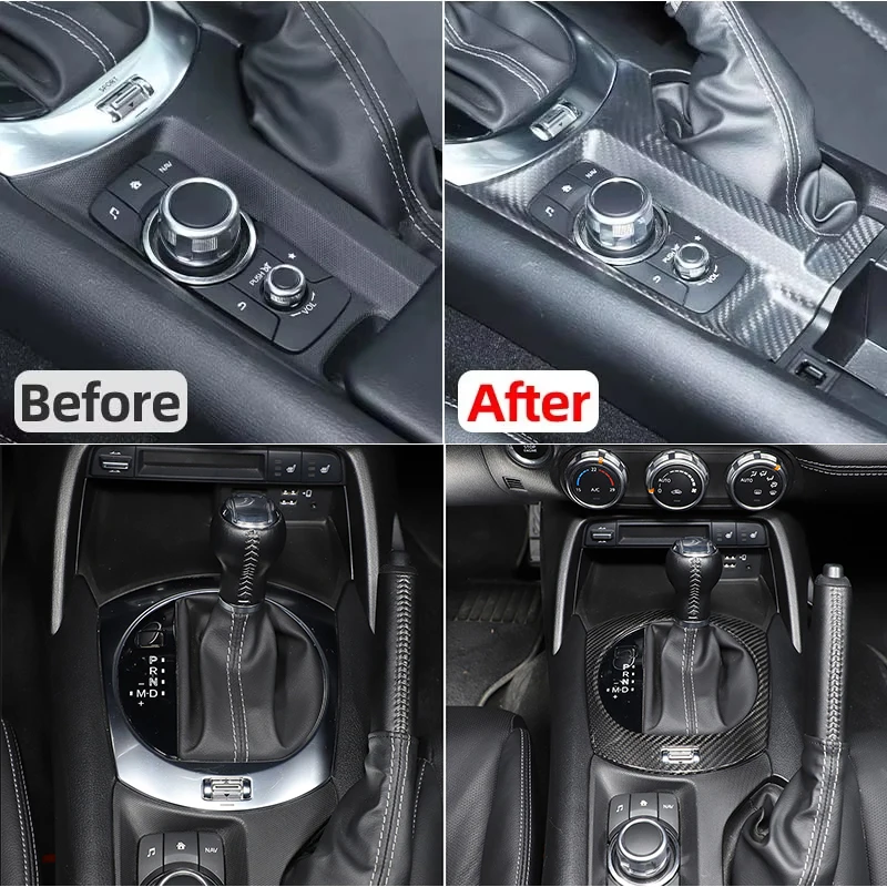 

Real carbon fiber car multimedia decorative panel for 2016+ Mazda MX-5/Fiat 124/Abarth 124 interior stickers auto accessories