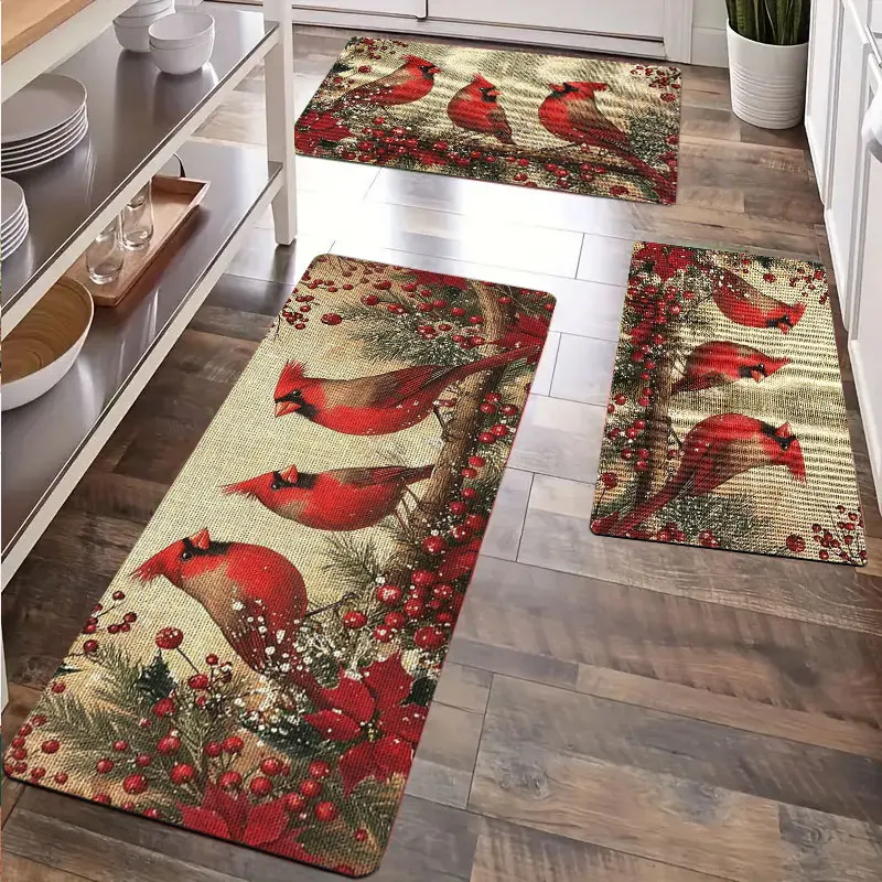

Christmas Kitchen Rug in Flannel Material Washable Kitchen Decor Suitable for Restaurants Bedrooms And More
