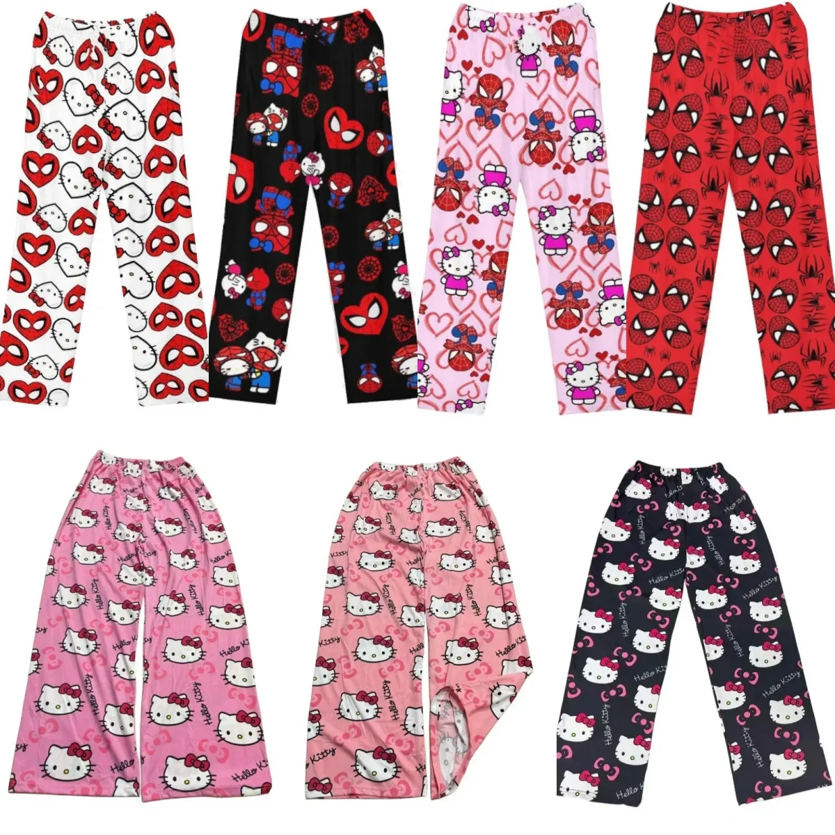 

Anime Spider Man Sleeping Pants Hello Kitty Pajama Pants Cartoon Cute Loose Cotton Casual Home Clothing Girl Thin Style Trouser