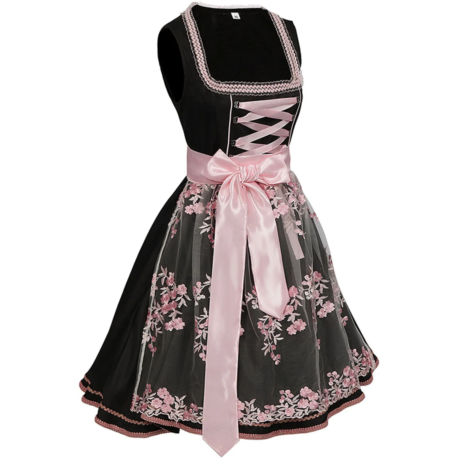 Traditional Oktoberfest Women Floral Dresses Dirndl Costumes Sleeveless Beer Maid Female Dress Carnival Oktoberfest Dress