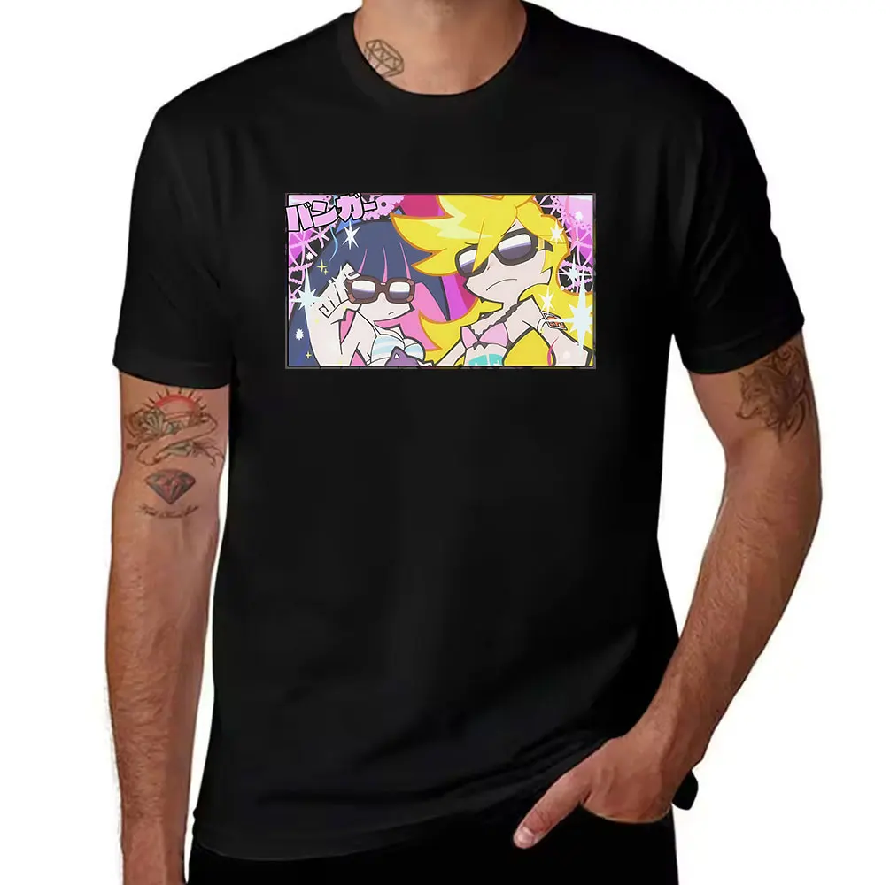 Men's Cotton T-Shirt Panty & Stocking with Garterbelt Anime Cool Sunglasses Print Casual Short Sleeve Tee