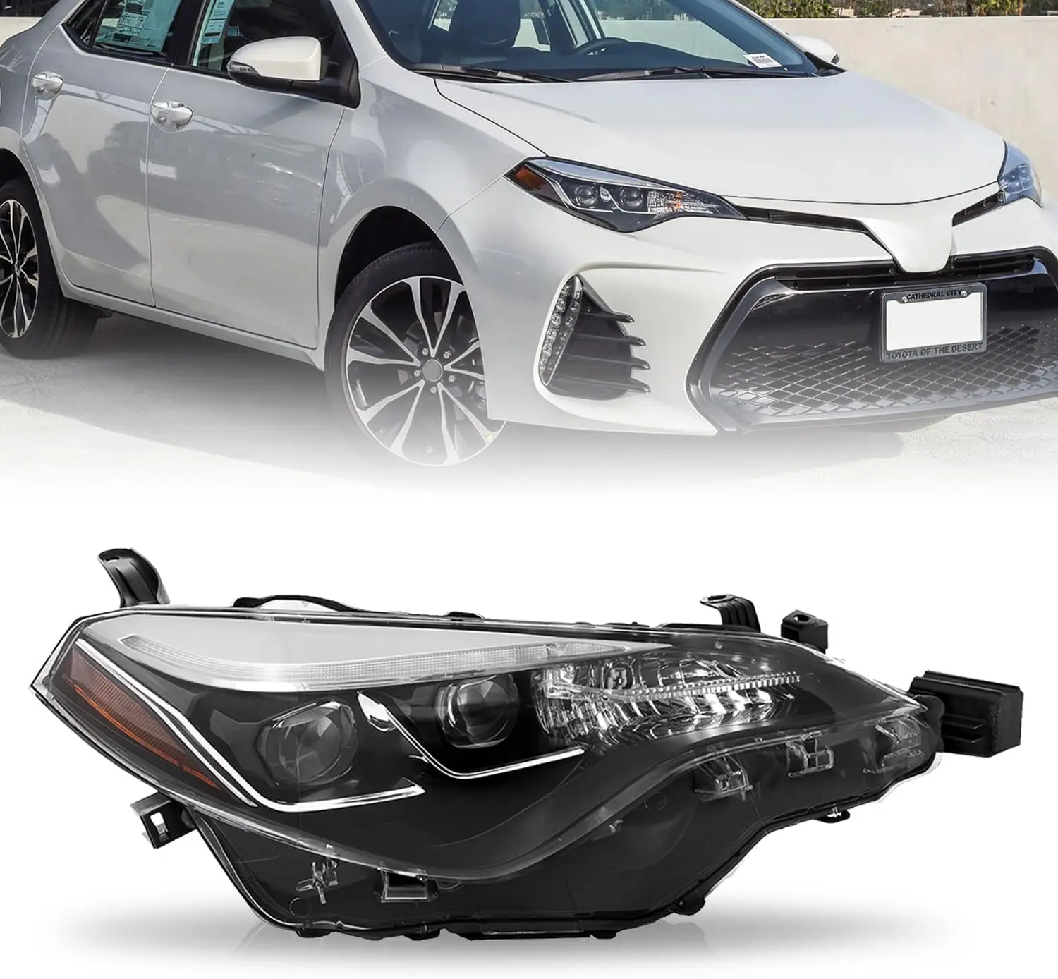 

Halogen Headlight Assembly Replacement 2017 2018 2019 Corolla SE XLE XSE Projector Headlamps with DRL Right Passenger Side