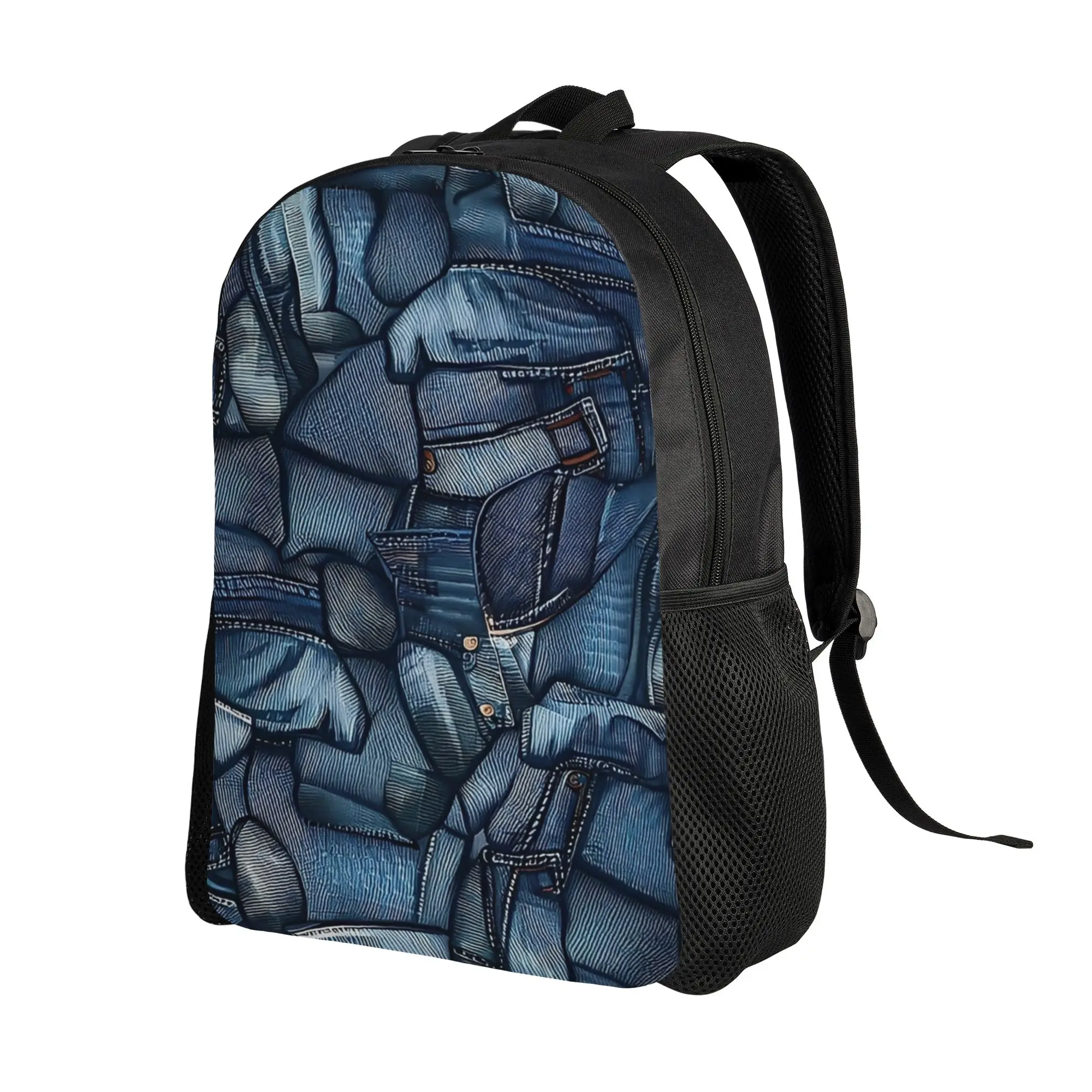 Back to school season Casual Stylish Denim Print with Textured Finish Laptop Bag  Female Backpack
