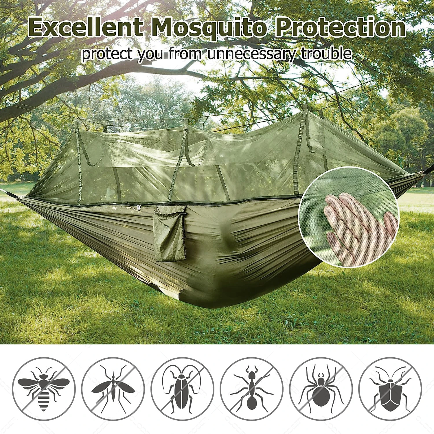 Anti Mosquito Camping Equipment Suspended Swing Outdoor Garden Furniture Portable Hammock Hiking Tents Supplies Tourist Hammock