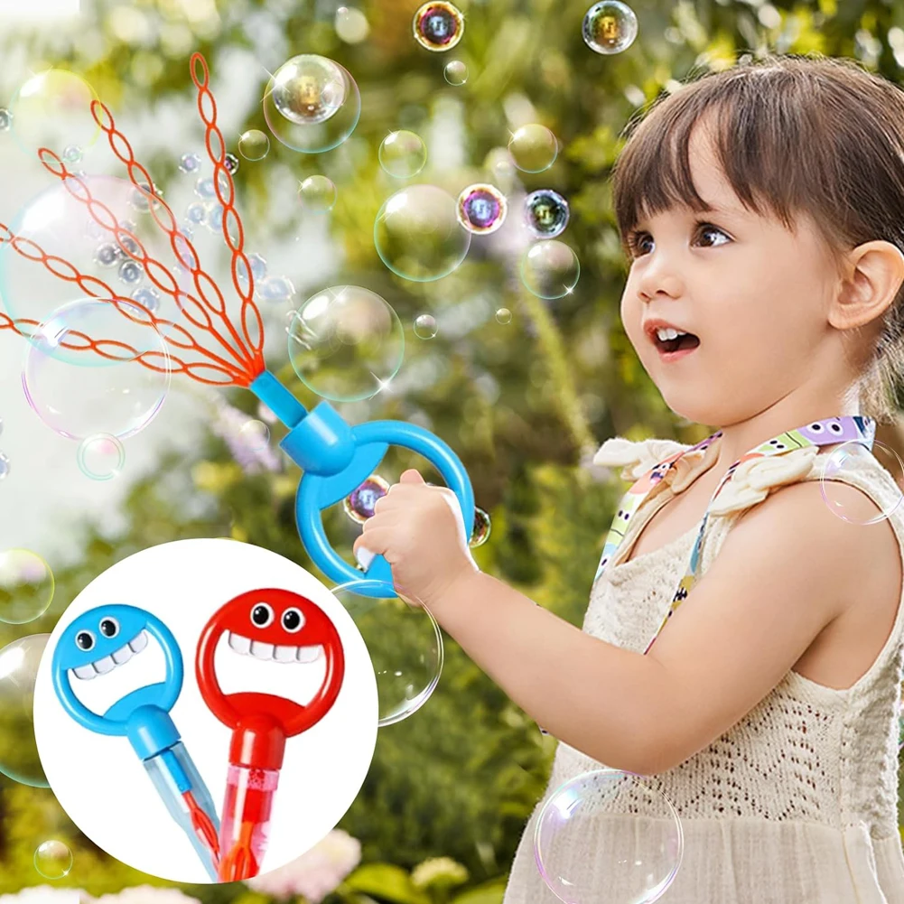 Baguette à bulles pour enfants, 32 trous, visage souriant, bâton à bulles, souffleur, activité de plein air, jouets de soufflage de savon amusants, cadeaux, 2025
