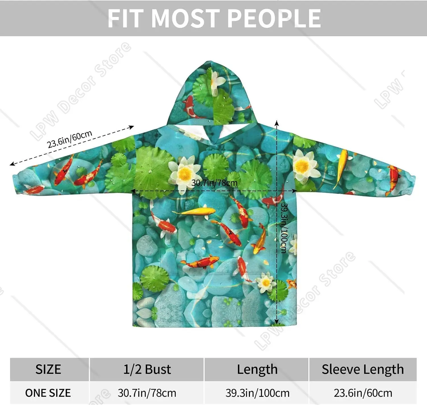 Japanese Pretty Red Carp Fish Print Blanket Hoodies For Women   Men Adult Teen Wearable Hooded Sweatshirt With Pocket