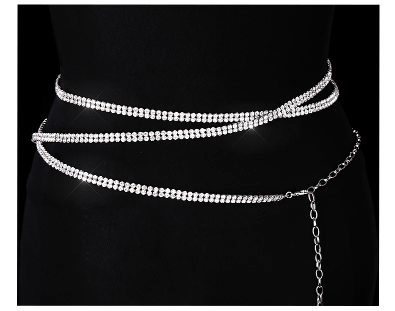 Women Girls 2 layer Diamond  Hip Scarf Waist Belt Belly Dance Belt Metal Chain Jewelry Party Dangle