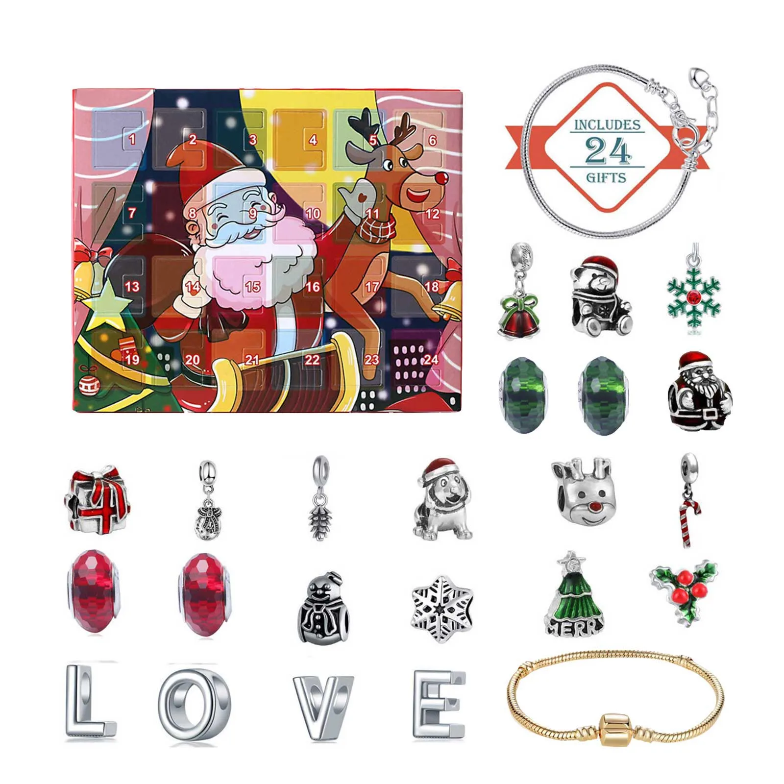 Battery Mini Lights String with Timer Countdown Christmas Advent Calendar For Kids Jewelry Set Battery Lights with Timer Indoor