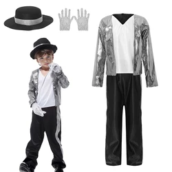 Halloween Kids Children Singer Dancer Cosplay Costumes Carnival Stage Performance Top Pants Hat Gloves Suit